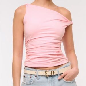Abercrombie Asymmetrical Twist Top in Light Pink
